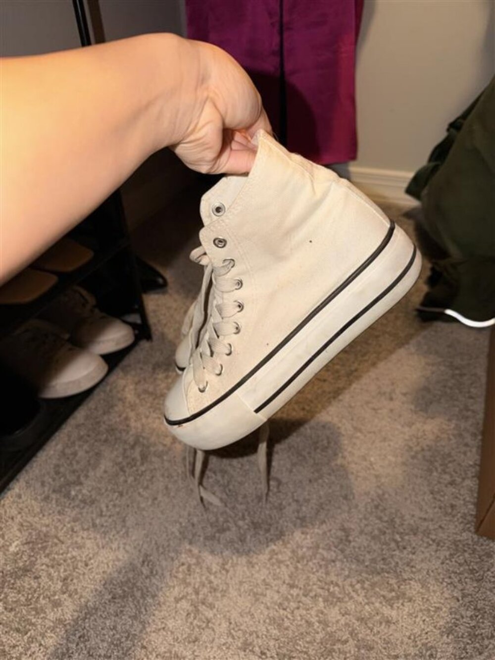 Platform white high top sneakers